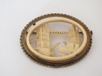 Celluloid Pin Brooch-London Tower Bridge-Victorian/Edwardian Era Vintage