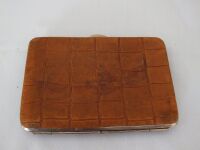 Victorian Leather Calling Card / Visiting Card Wallet-Embroidered Silk Lining