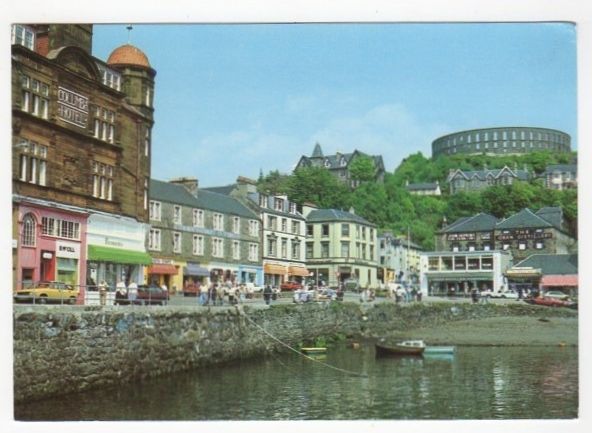 Oban-View Towards McCaigs Tower From The North Pier-1980s Colour Photo Postcard
