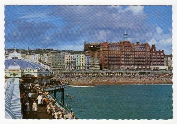 The Beach From West Pier Brighton-Photo Precision Colour Photo Postcard