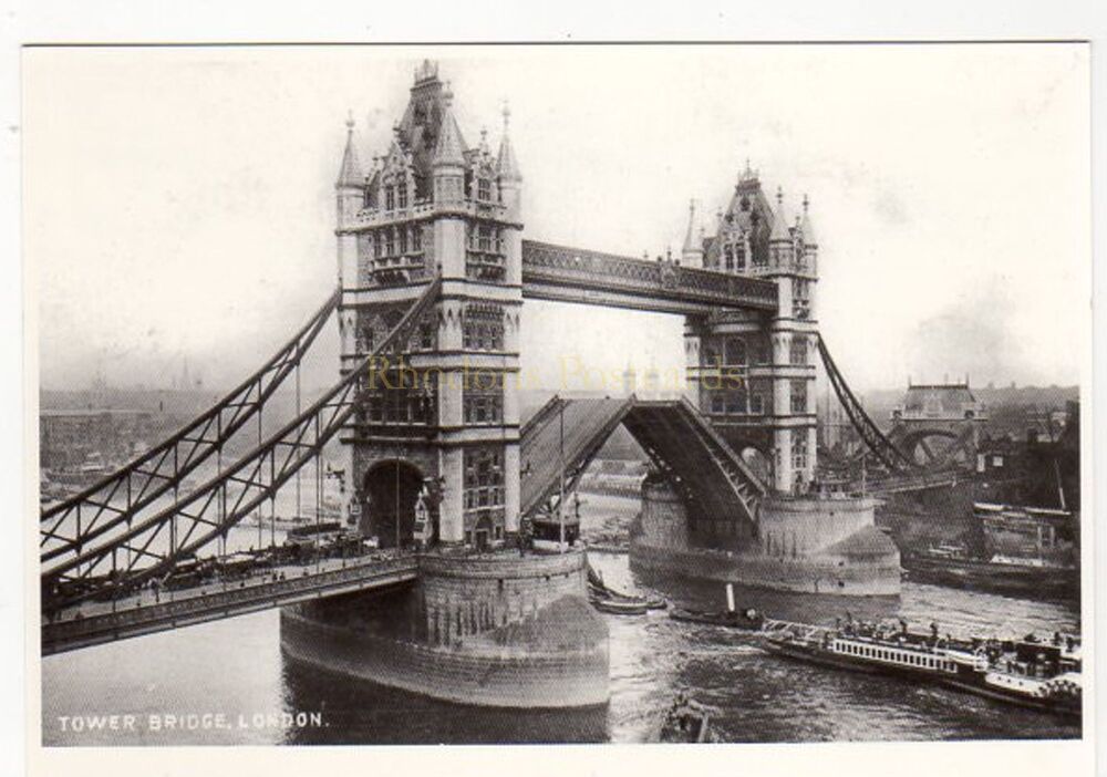 Tower Bridge Open-Mayfair Cards of London Repro Postcard
