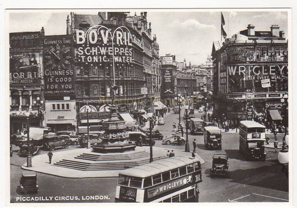Piccadilly Circus c1929-Mayfair Cards of London Repro Postcard