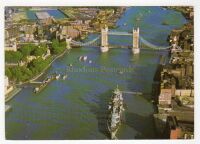 HMS Belfast Moored By Tower Bridge London-1980s-J Arthur Dixon Aerial View Postcard