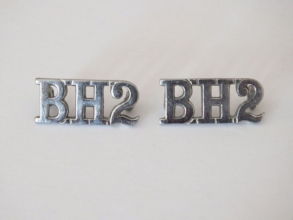 Chromed Metal Shoulder / Collar Badges, Titles-(BH2)-Pair