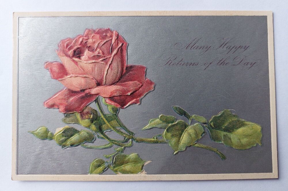 Embossed Birthday Greetings Postcard-Many Happy Returns of the Day- Early 1900s Vintage