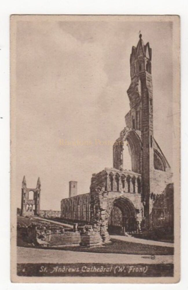 St Andrews Cathedral Fife- Early 1900s West Front View-Local Postcard Publisher