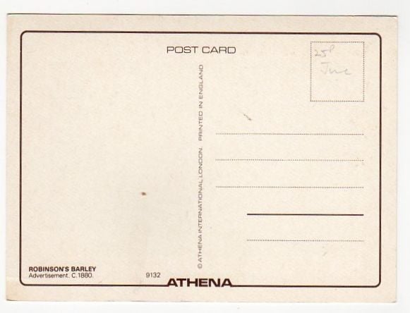 Athena Art Postcard - Robinsons Barley Advertisment Circa 1880