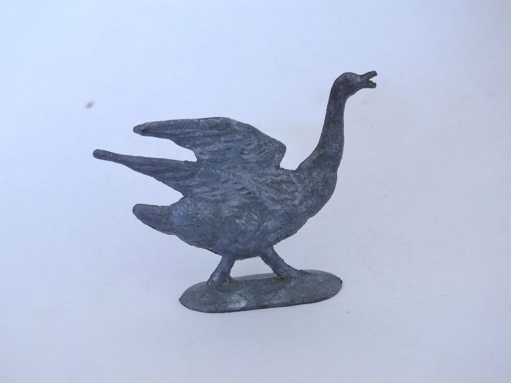 Miniature Goose Figure- Pressed Metal Farmyard Model