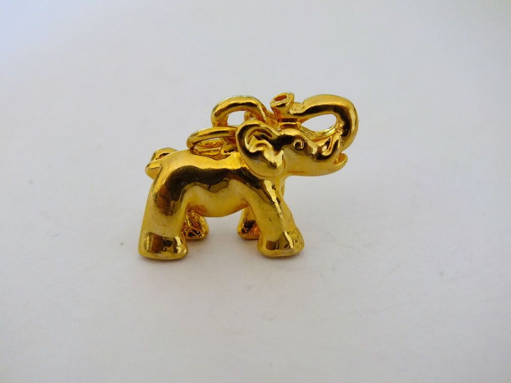 Small Elephant Necklace / Bracelet Charm - Goldtone Metal