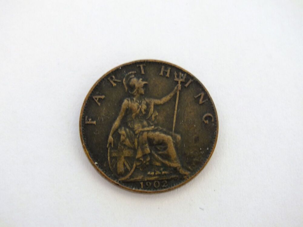 1902 British Farthing Coin (¼d )-King Edward VII