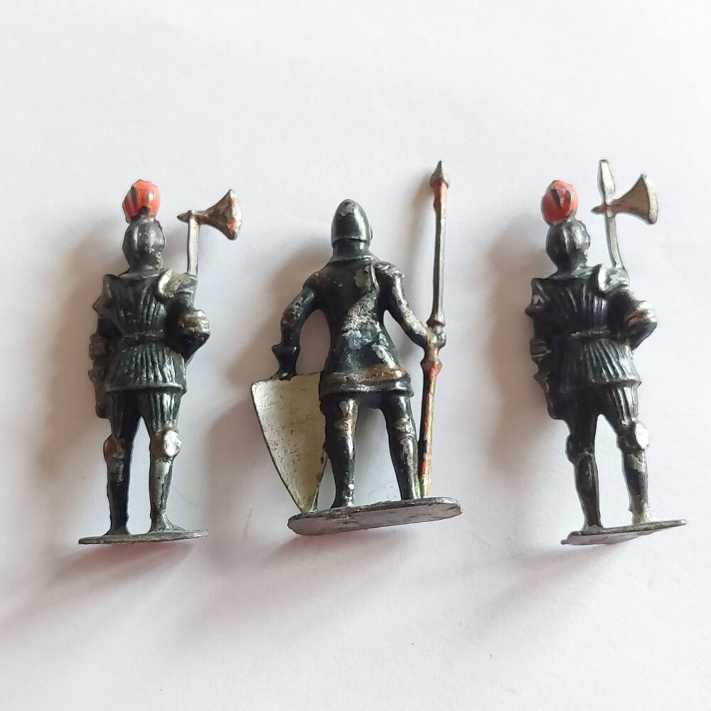 Painted Metal Scale Model Medieval Soldiers / Guards-Group of 3