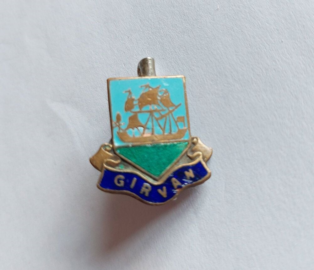 Vintage Enamel Lapel Pin Badge - Souvenir of Girvan