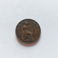 1908 British Farthing Coin (Â¼d )-King Edward VII