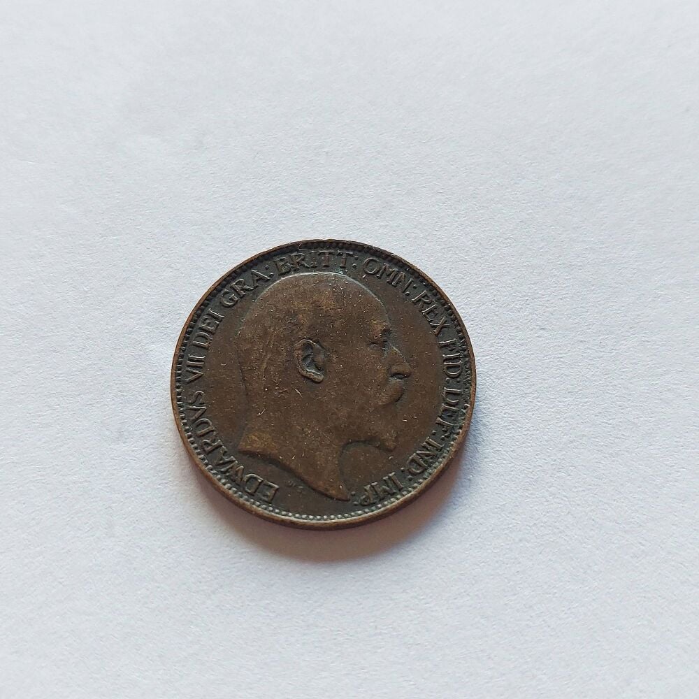 1908 British Farthing Coin (¼d )-King Edward VII
