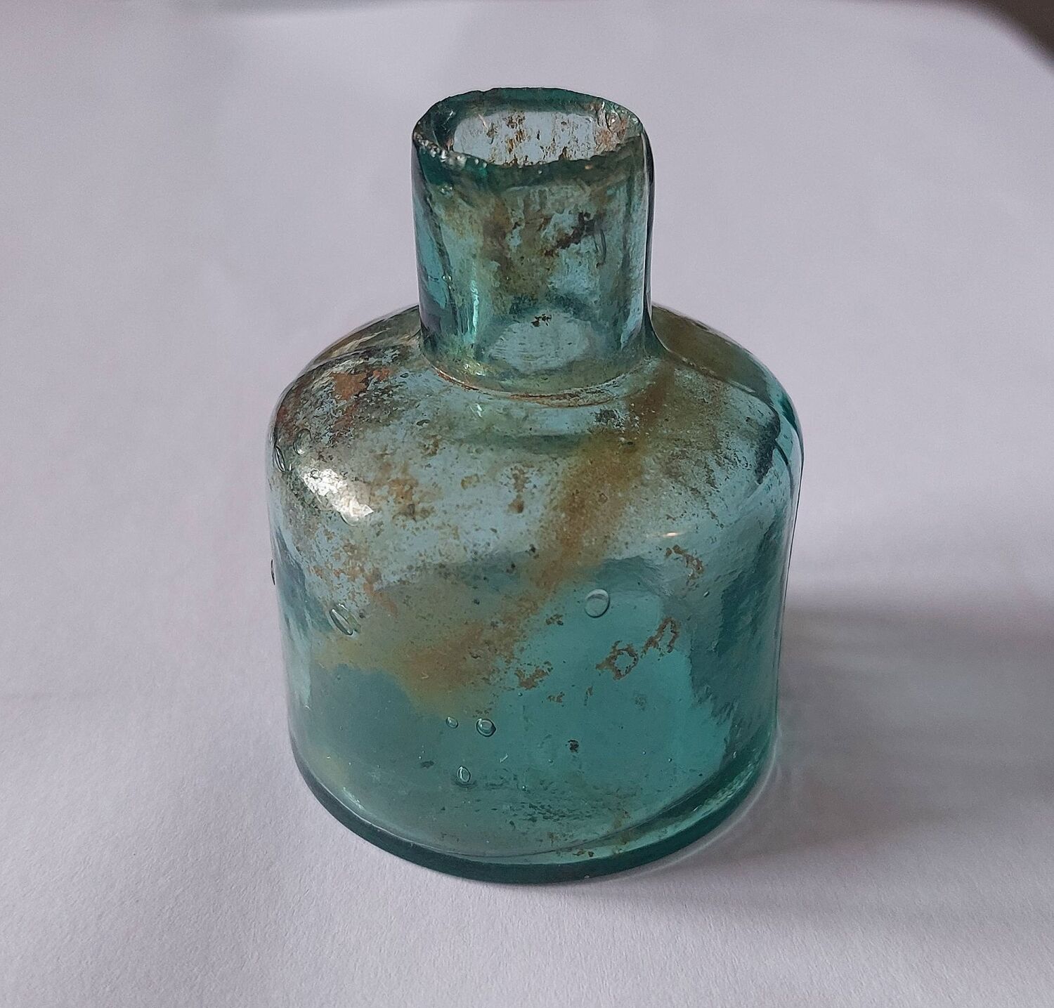 Victorian Ink Bottle-Green Glass-Rectangular-Shear Top | Antique Desk ...