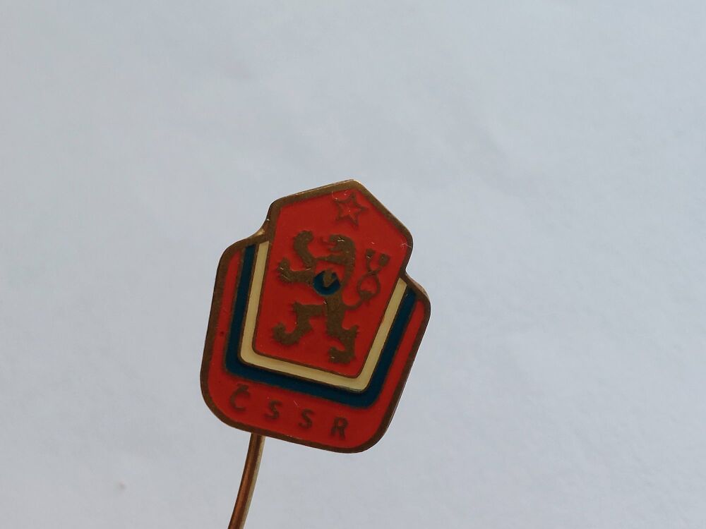 Vintage Czech Patriotic Pin Badge-CSSR Czechoslovakian Soviet Socialist Republic Circa 1948