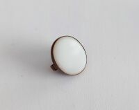 Batchelor Button - Antique White Glass Oval