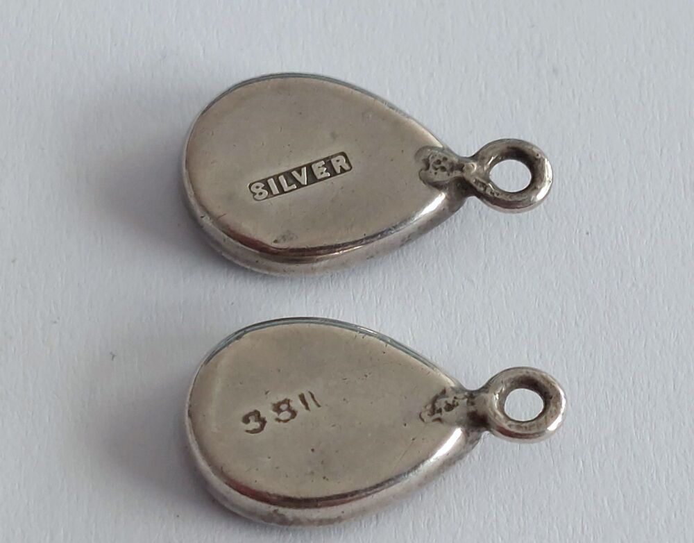 Silver Backed  Shell Necklace Pendant / Bracelet Charm x2