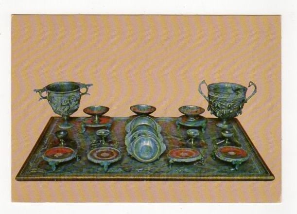 Silver Dinner Service From Casa del Menandro, Pompei-Naples Museum Postcard