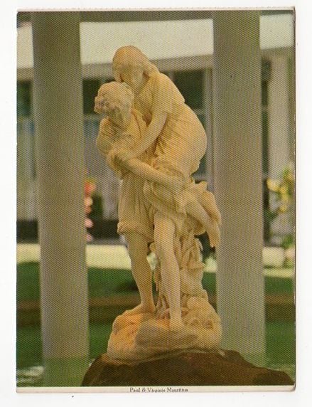 Paul et Virginie Sculpture-Ile Maurice- Colour Postcard