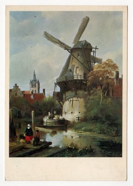 Art Postcard-Molen Met Gezicht Op Delft By Antonie Waldorp (1803-1866)