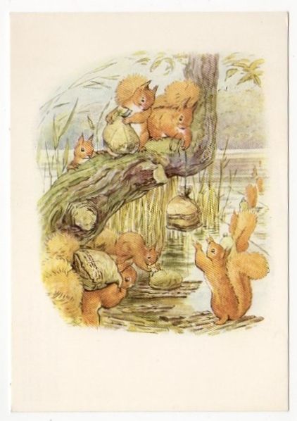 Art Postcard-Original Illustration by Beatrix Potter-The Tale of Squirrel Nutkin