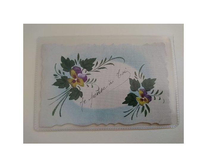 WW1 French Postcard-Hand Painted Pansies-Je Pense A Toi-Message to Mother-1916