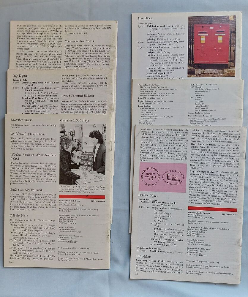 British Philatelic Bulletin Magazines - 1988 - Individual Issues