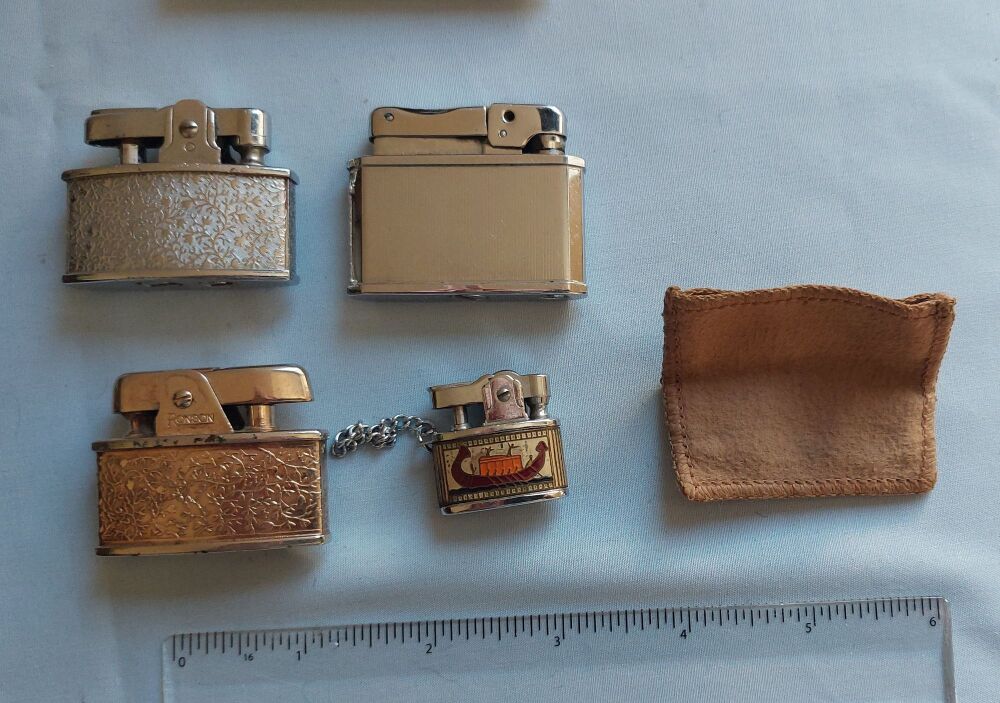 Mixed Job Lot Vintage Petrol Cigarette Lighters-Ronson-Penquin-Tiny
