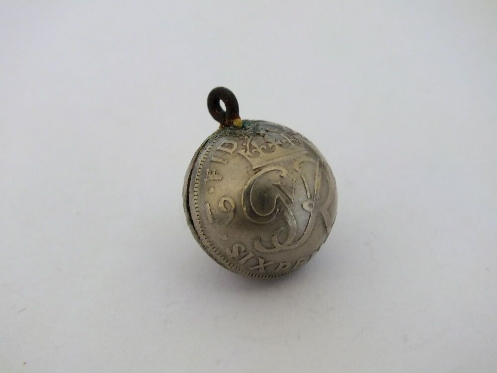 King George VI 1950 Sixpence Coin Ball Pendant Charm