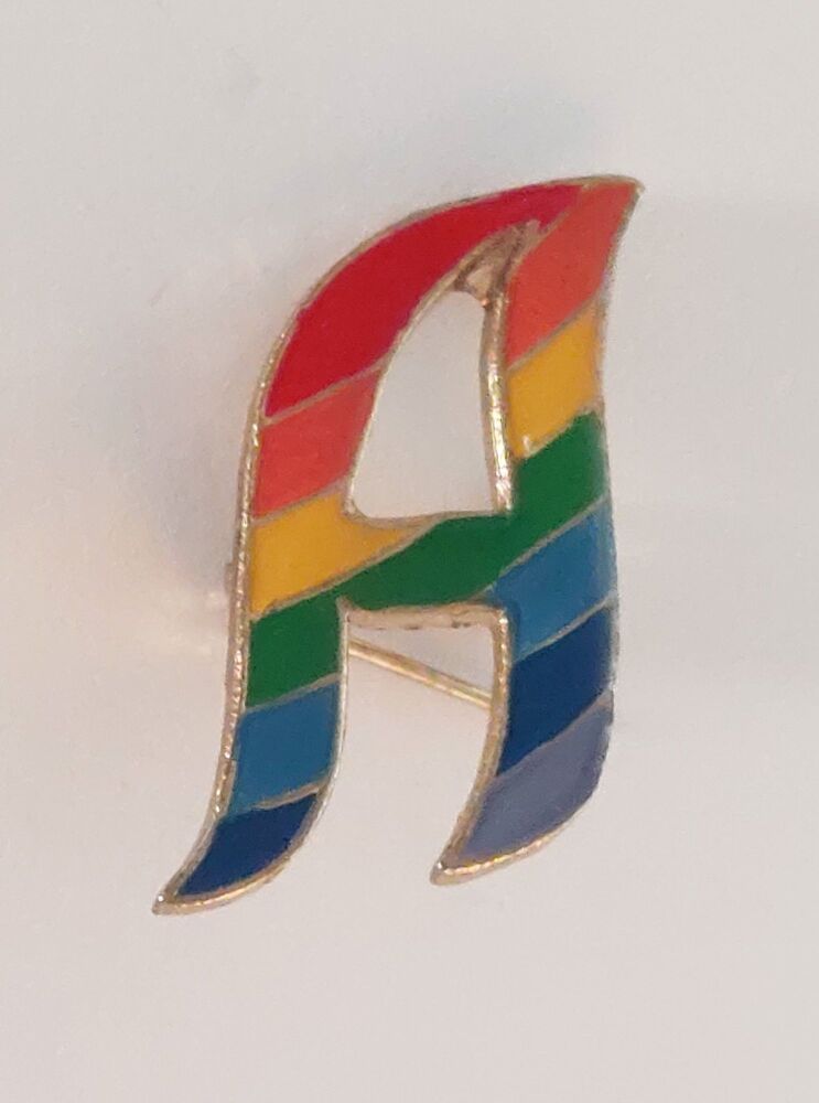 Letter 'A' Pin Badge - Rainbow Colours