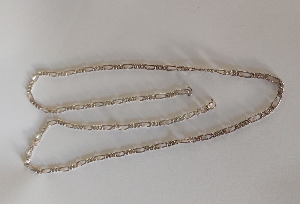 Silver Chain Link Necklace (Length 28 Inches / 70 cms)