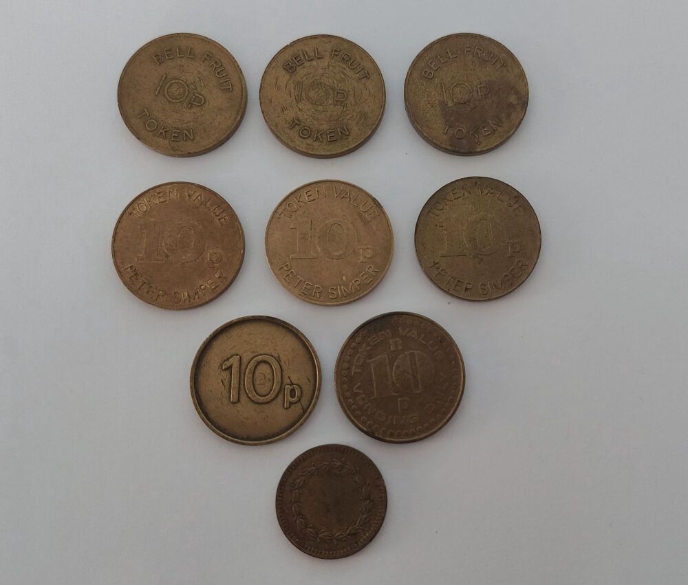 Tokens For Fruit Machines - Mixed Lot - Bell Fruit - Peter Semper - J P 