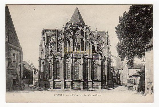 Tours, France-Abside de la Cathedrale-Early 1900s Postcard
