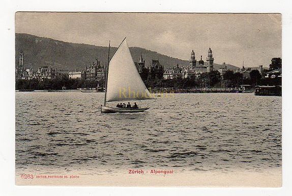 Zurich, Alpenquai, Switzerland Early 1900s Postcard