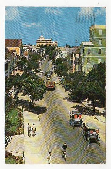 Bay Street, Nassau, Bahamas-1960s Streetview Photo Postcard