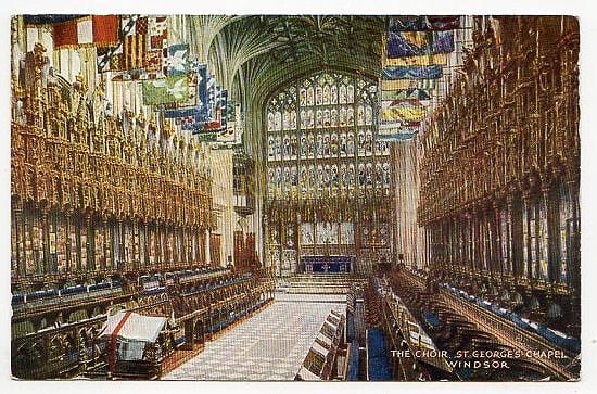 The Choir, St Georges Chapel, Windsor Castle, Berkshire - 1960s Photo Postcard