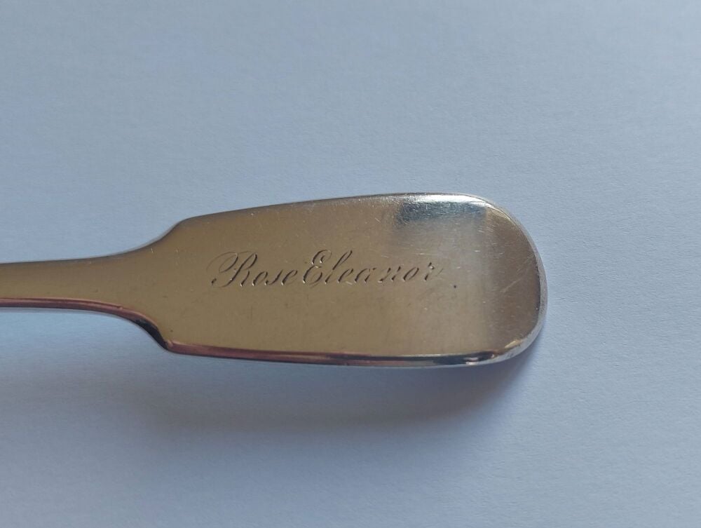 Antique Sterling Silver Fiddleback Dessert Spoon - George Adams, London 1869
