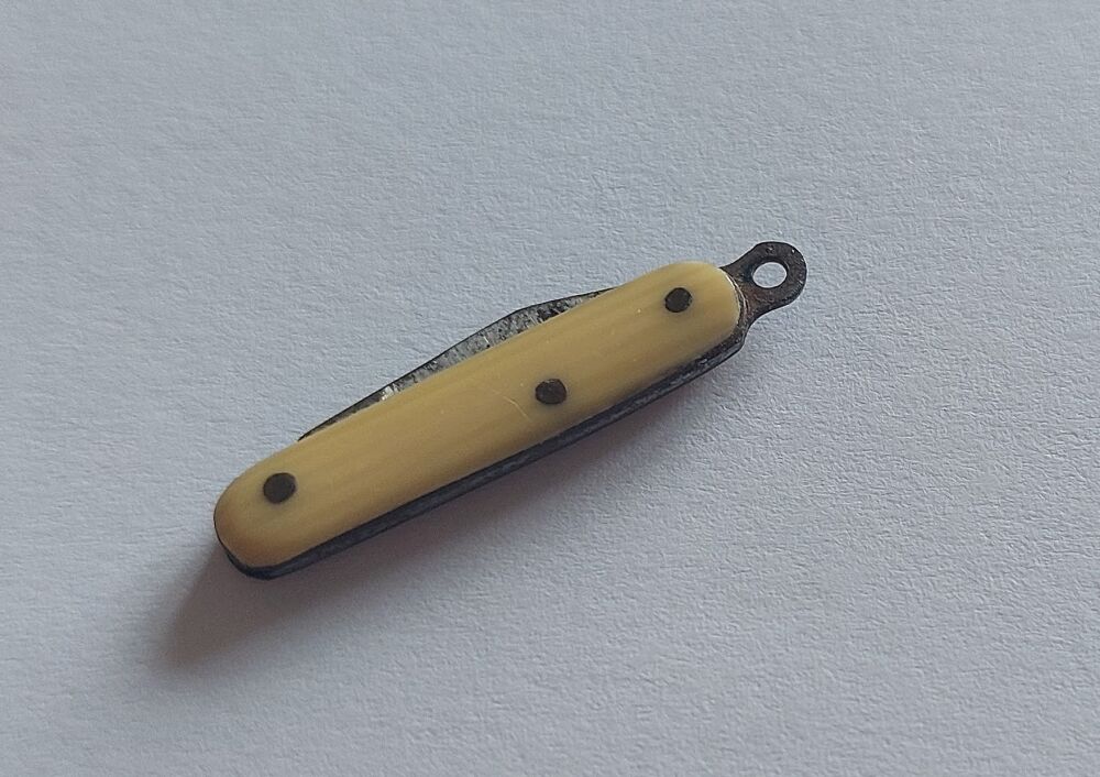 Miniature Folding Penknife - Bone & Steel - 30mm
