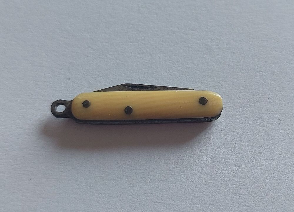 Miniature Folding Penknife - Bone & Steel - 30mm