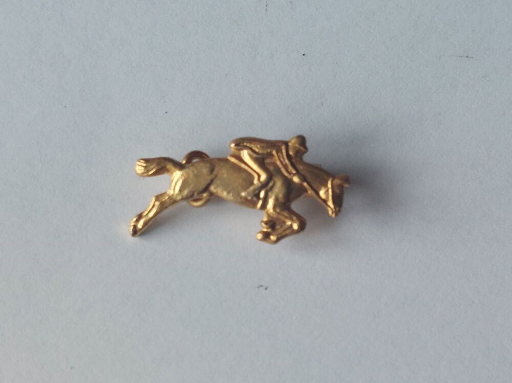 Gilt Metal Race Horse and Jockey Lapel Pin, Tie Pin
