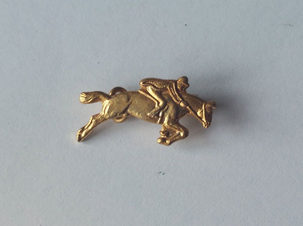 Gilt Metal Lapel Pin, Tie Pin-Race Horse and Jockey 