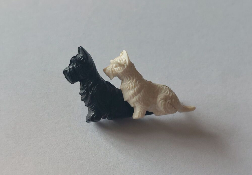 Black and White Scottie Dogs Pin Brooch - B&W Scotch Whisky