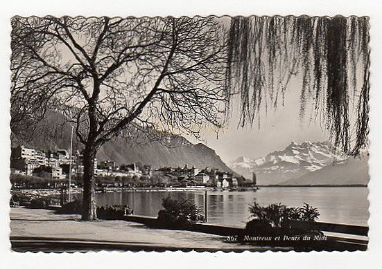 Montreux et Dents du Midi Switzerland - Circa 1950s Photo Postcard