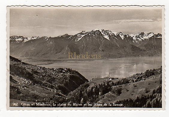 Glion sur Montreux, Switzerland, La Plaine du Rhone et les Alpes de la Savoie - Circa 1930s Photo Postcard