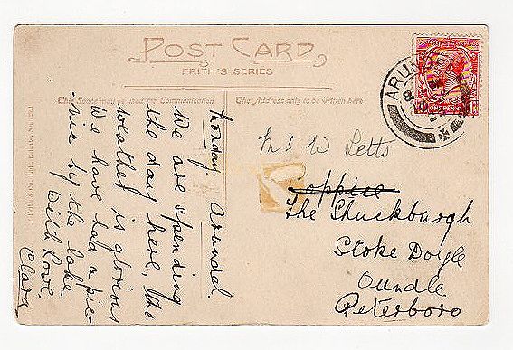 Mrs W LETTS, Oundle, Peterborough, 1923 - Family History Research Postcard