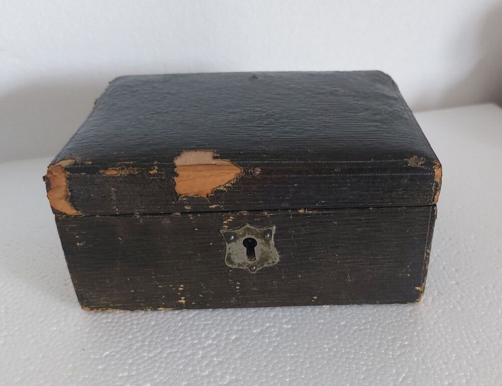 Leather Covered Gold and Silver Jewellery Box/Trinkets Box-For Restoration