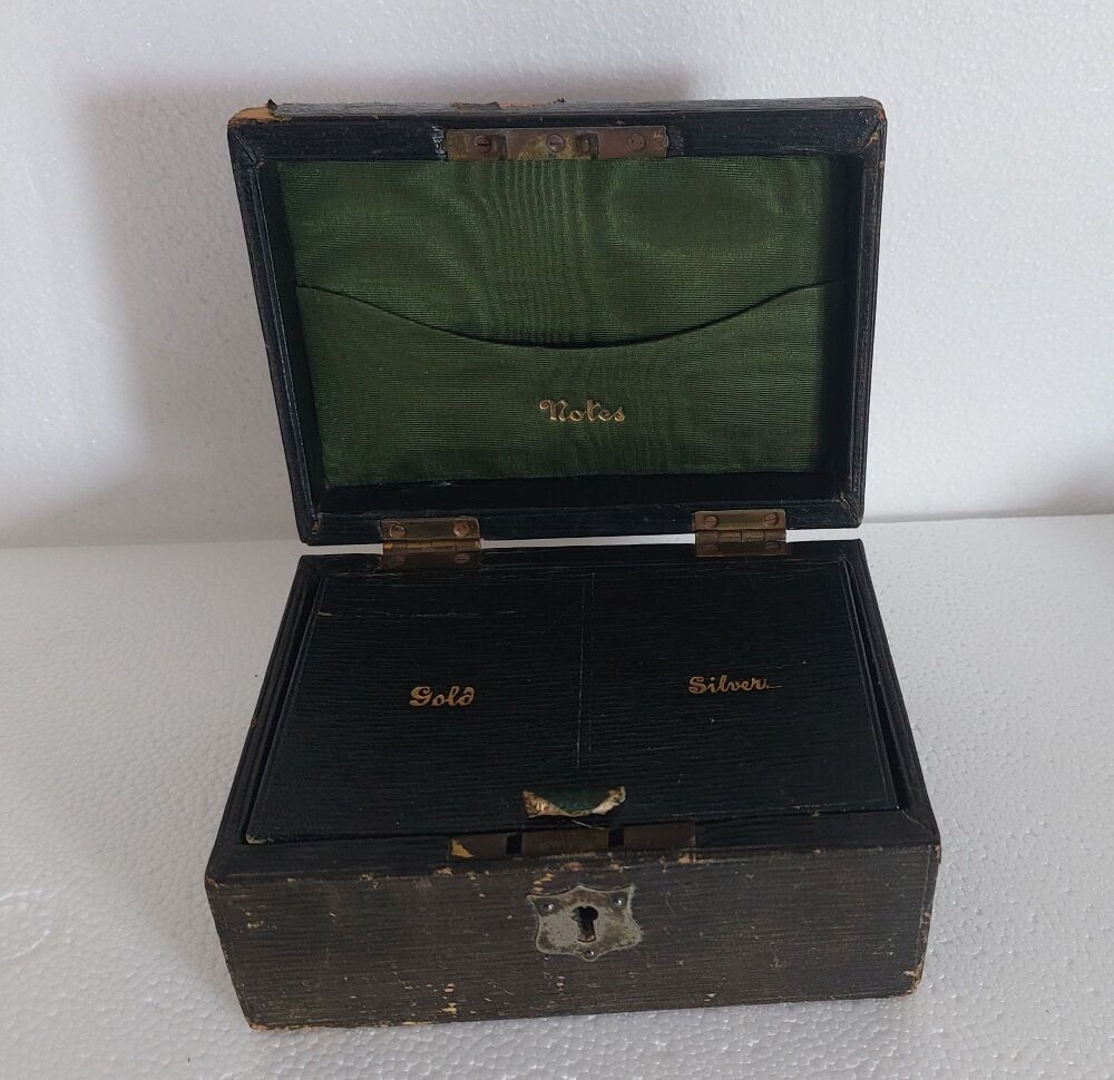 Leather Covered Gold and Silver Jewellery Box/Trinkets Box-For Restoration