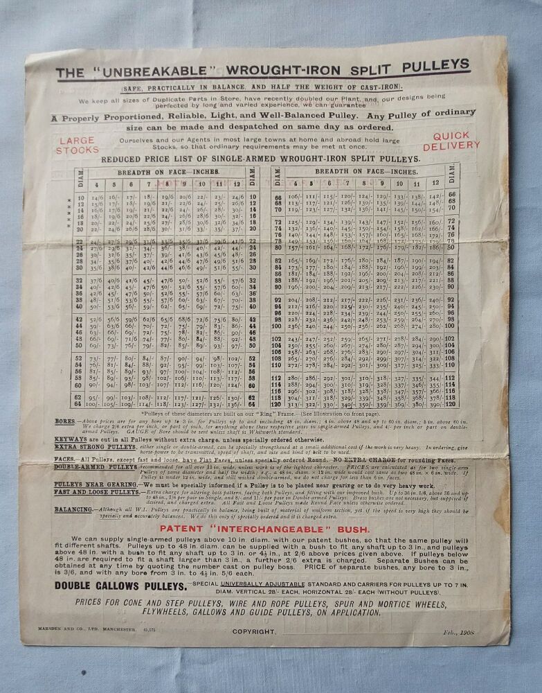 Vintage Industrial Ephemera-Engineering Company Catalogue and Price List-1908-Illustrated