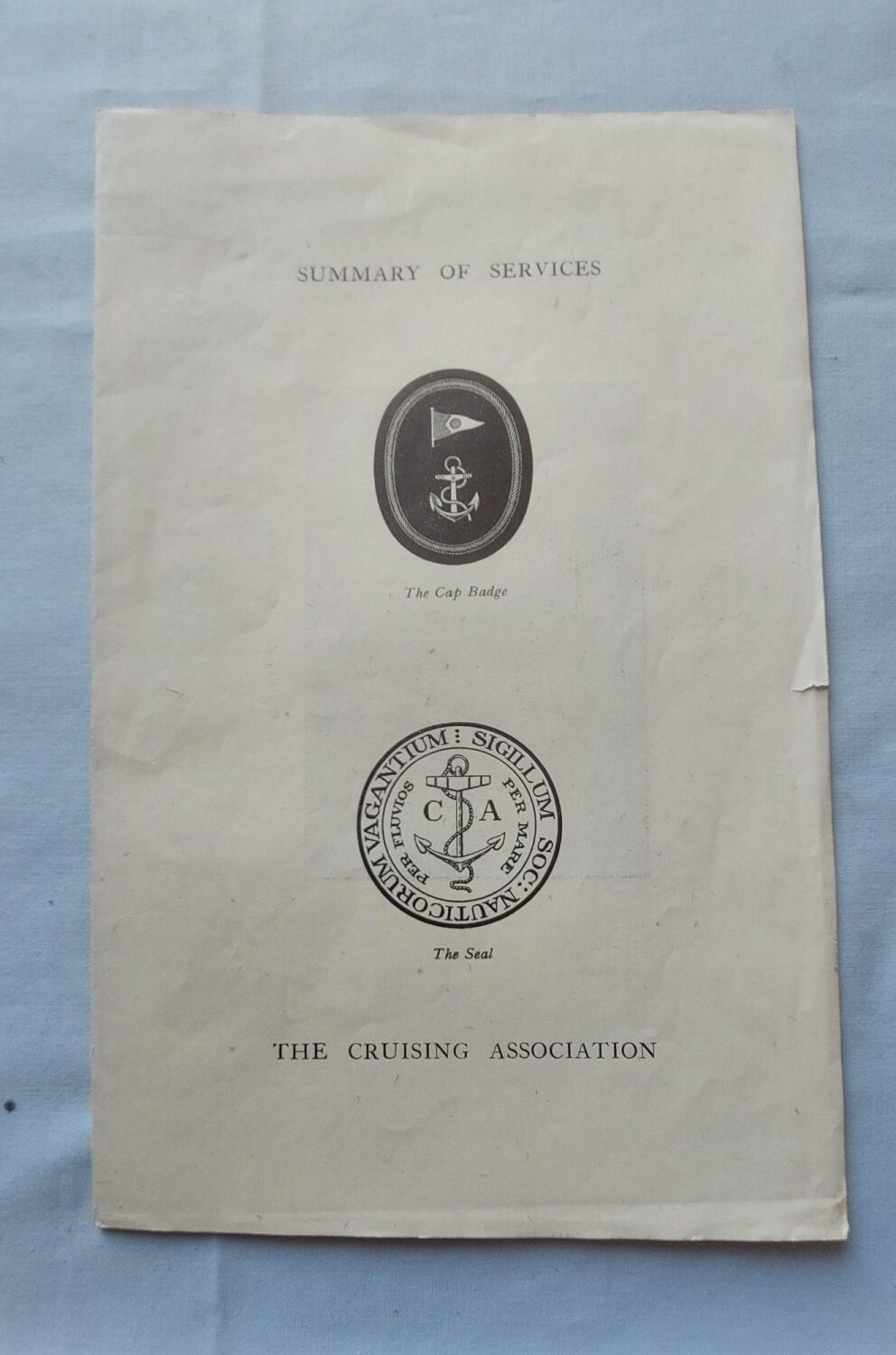 The Cruising Association Summary Of Services, 1939 with Membership Applicat